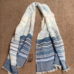 J. Jill Blue and White Striped Scarf